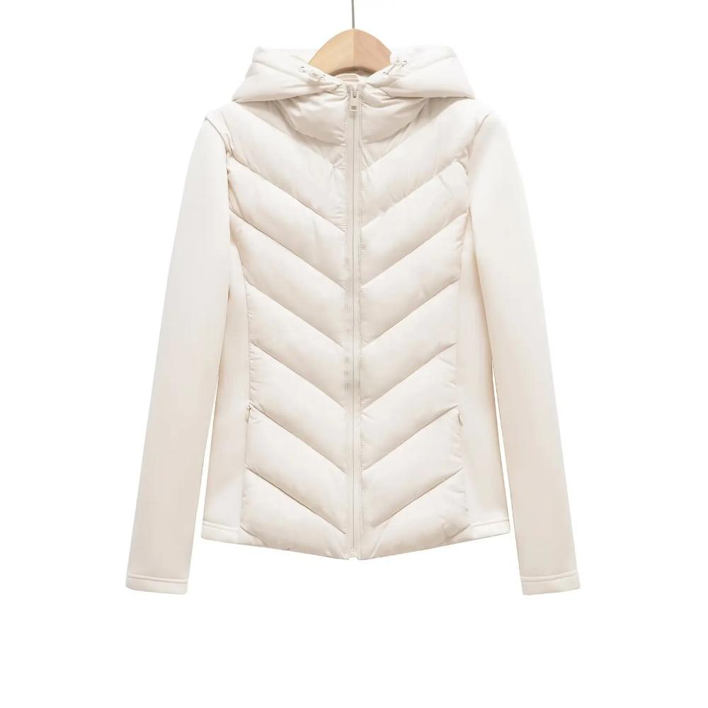 Herbst Winter Damen Kapuzenjacke Luftbaumwolle Langarm Slim Stepp Leicht Daunen Baumwolljacke für Damen