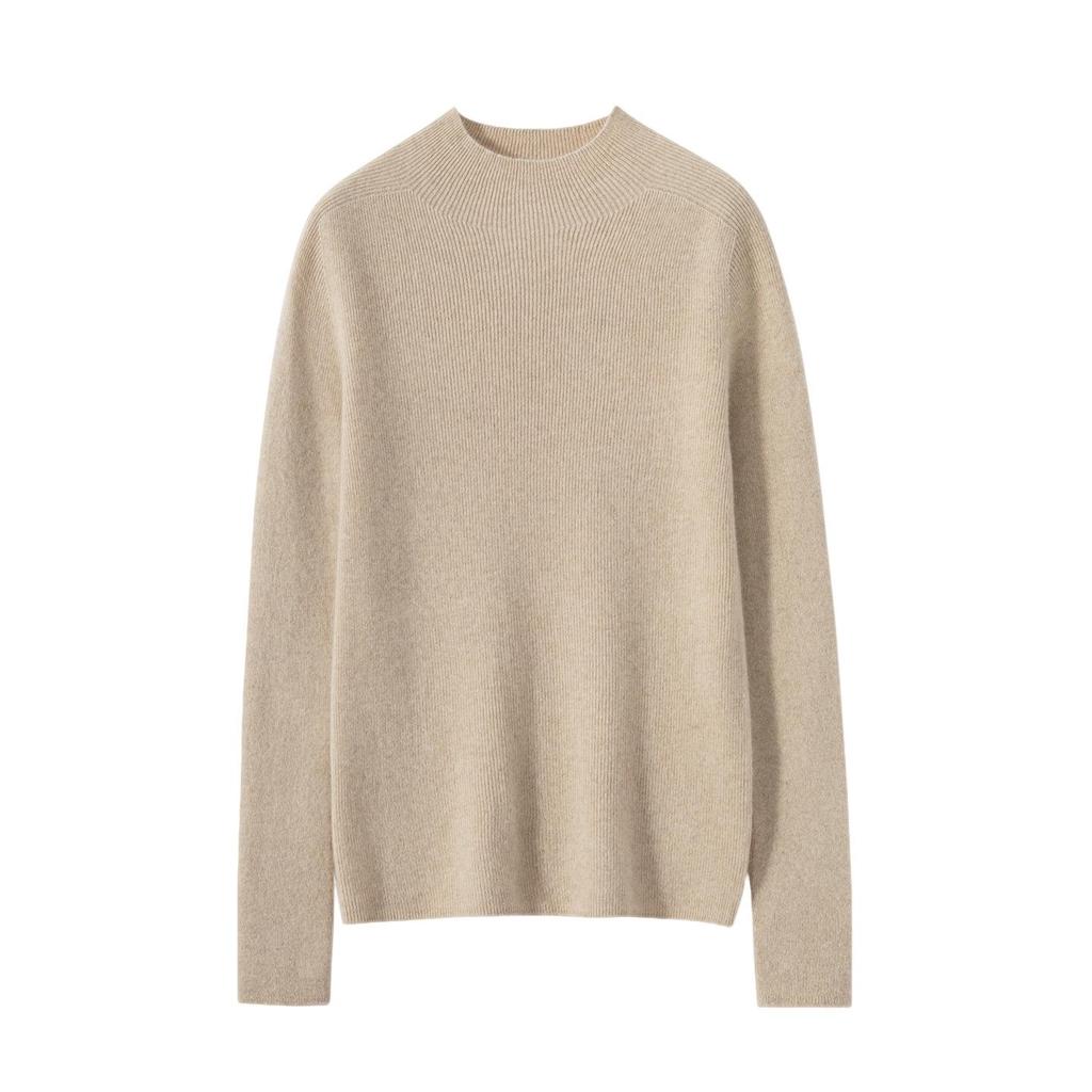 Women's Cross-border Striped Cashmere Knit Slim-fit Sweater, Half-high Neck