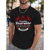 European Sizes Firefighter German Streetwear Crinkle Plus Size Men's T-Shirt