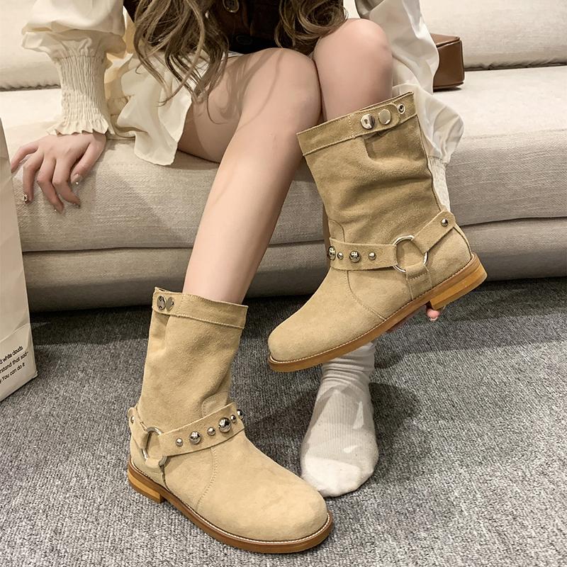 Fashion 2025 New Fashion Thick Sole Thick Heel Women's Boots Large Size Women's Shoes Black Platform Sole Small Short Boots