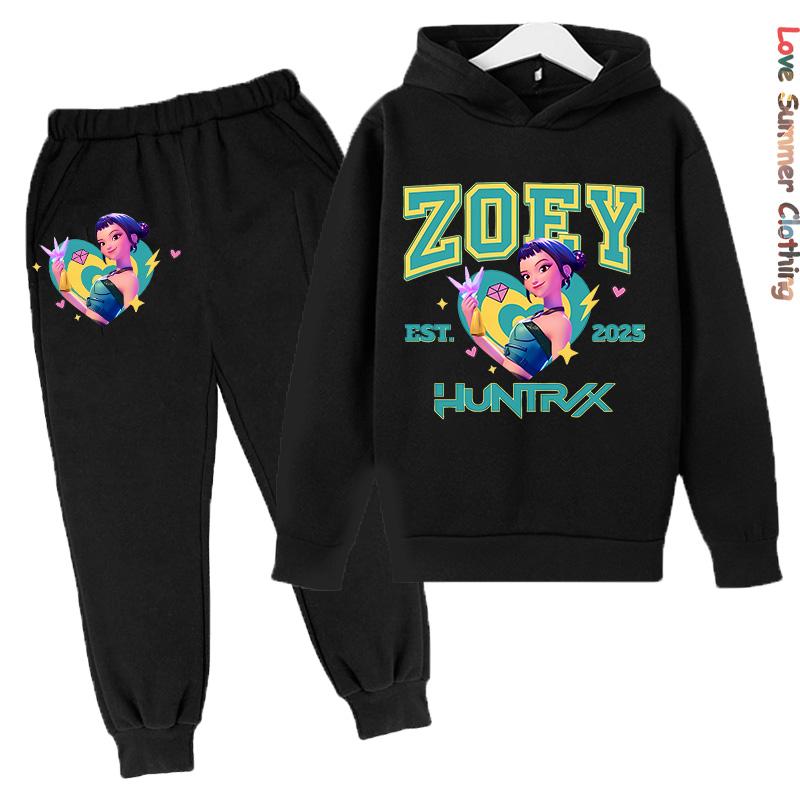 Girls Hoodie Tracksuit KPop Demon Hunters Character Hoodie MIRA HD Print RUMI Autumn Kids Hoodie Set ZOEY Thin Fleece Hoodie Set