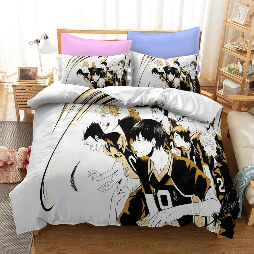 3D Print Anime Volleyball Haikyuu Bedding Set Duvet Cover Bed Set Quilt Cover Pillowcase Comforter King Queen Size Boys Adult