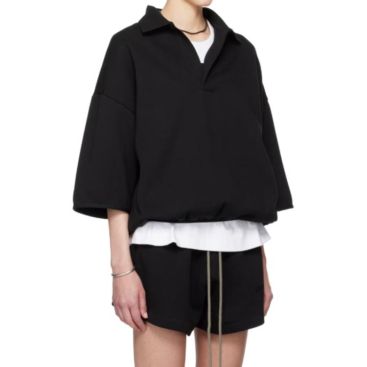 Fear of God Essentials 3/4 Sleeve Polo Black Men Tops 192SU244400F