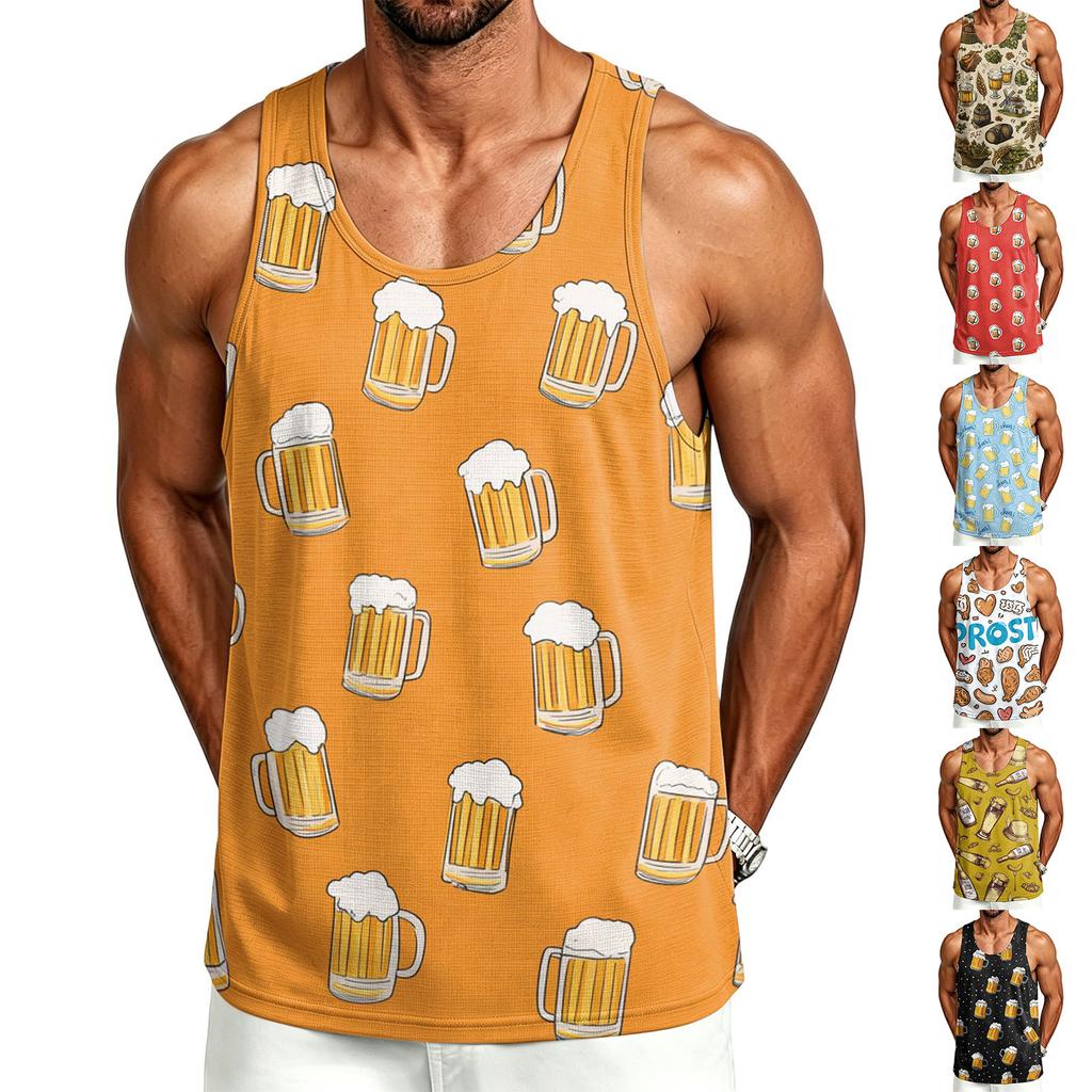 Men's Casual Print Crewneck Tank Top - Sleeveless Outdoor Sport Shirt for Summer