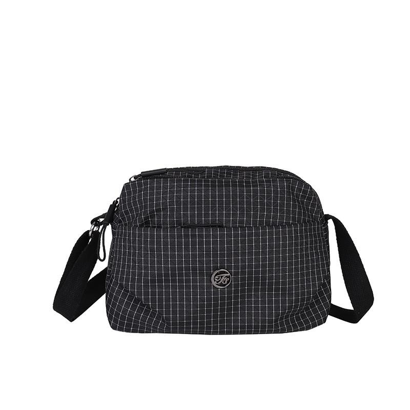 Korean Style Nylon Crossbody Bag With Grid Pattern For Casual Daily Use
