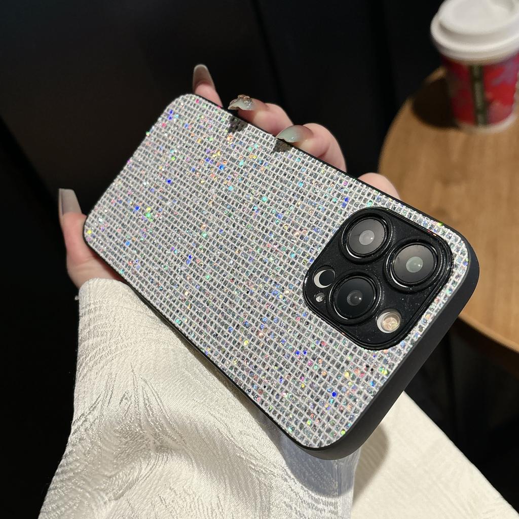 Luxury Bling Glitter Sequin Grid Pattern Soft Case For iPhone 18 17 16 15 14 13 12 11 Pro Max Plus 16E 17air Bumper Frame Cover
