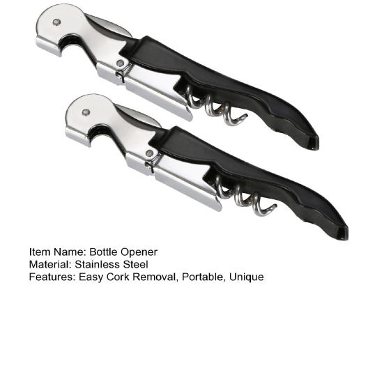 2Pcs Bottle Opener, Stainless Steel Lever Corkscrew, 3-in-1 Corkscrew Beer Bottle Opener And Foil Cutter, Home Bar Accessories