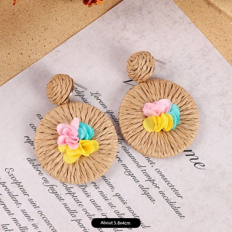Rattan Fashion Seaside Vintage Ear Jewelry Female Flowers