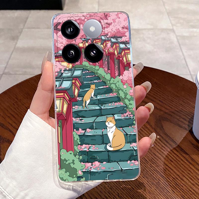 Jelly Casing For Xiaomi 14T 14TPro Clear Silicone Soft TPU Back Cover For Xiaomi 14T Pro Cute Cat Rabbit Heart Protective Case