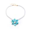 Exaggerated retro imitation pearl flower necklace metallic summer accessories collarbone chain women's fashion