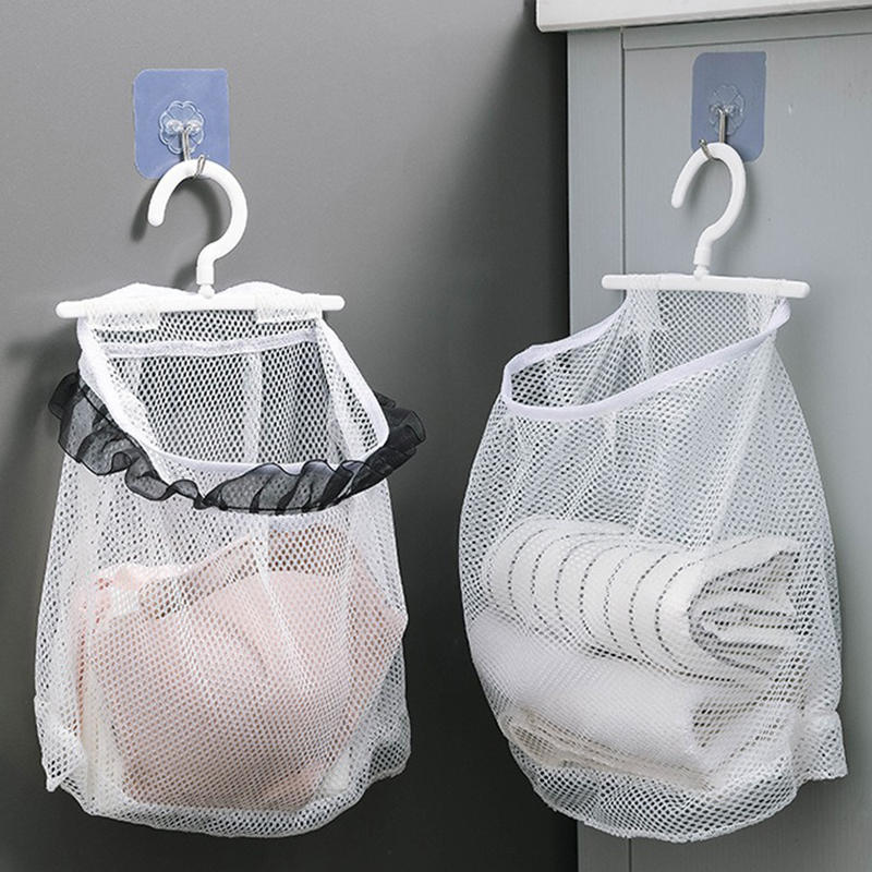 Wall Mounted Dirty Clothes Basket Foldable Mesh Laundry Bag For Bathroom Bedroom Household Storage Hanging Organizer Space Saving Hamper