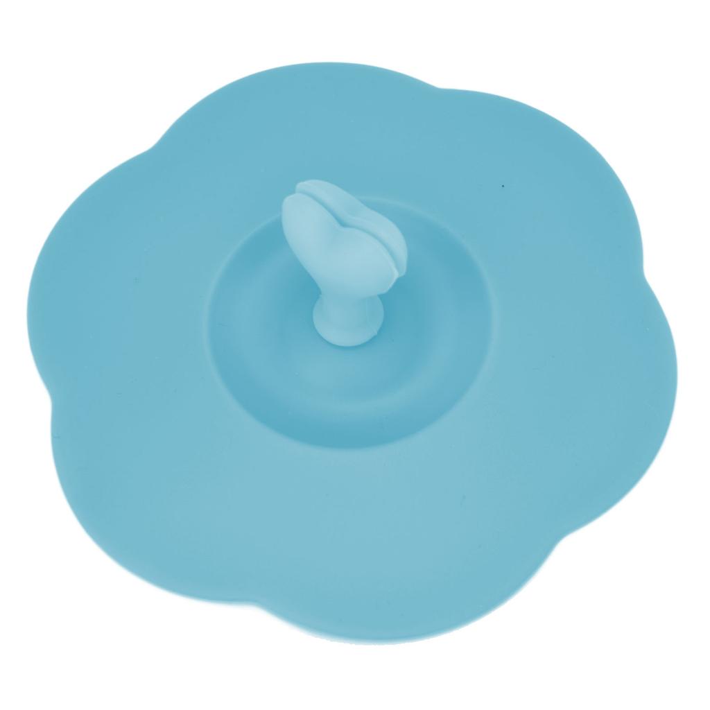 Silicone Lid Dustproof Heat Resistant Hot and Cold Beverage Cup Lid for Kitchen HomeBlue
