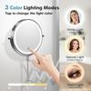 Rechargeable Wall Mounted Makeup Mirror 8 Inch Double Sided 1X 10X Magnifying Mirror with 3 Color Lights Dimmable Touch Screen