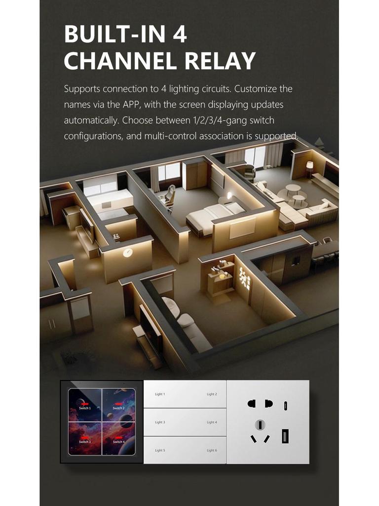 Graffiti 4" Smart Scene Switch: Multifunctional Central Control & Mobile Dimming Panel