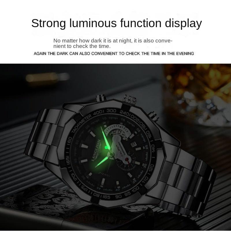 Top Brand New Waterproof Luminous Automatic Men's Watch Student Korean Fashionable Quartz Watch Domineering Men's Watch