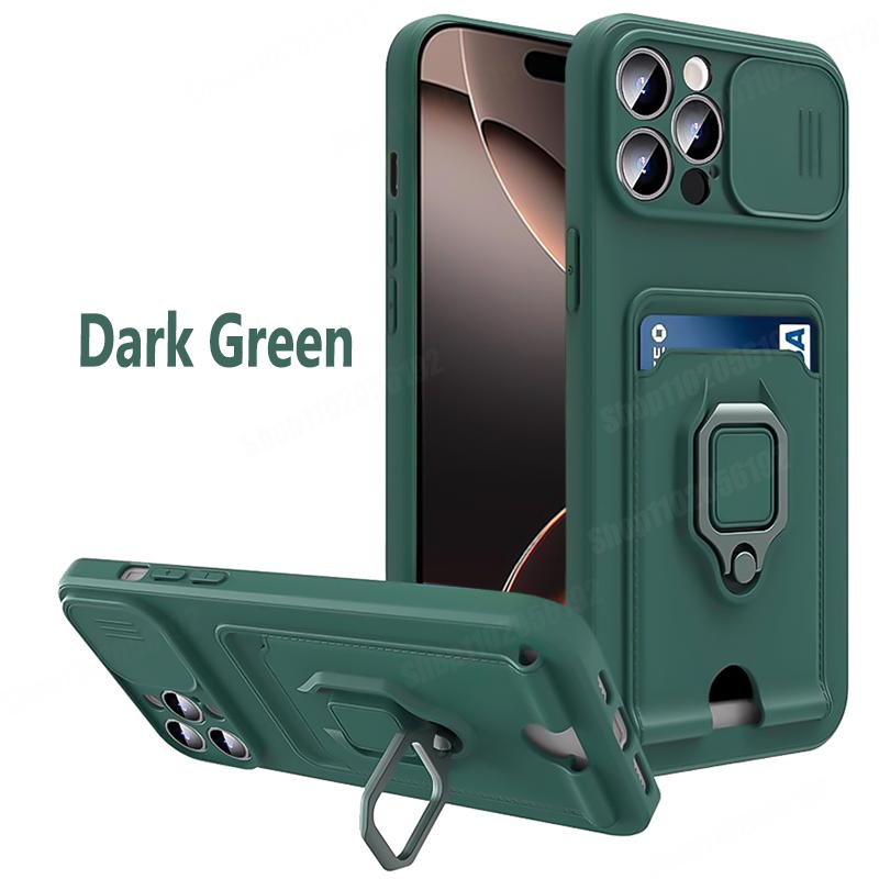 

Slide Camera Protection Cover For iPhone 17 16 Pro Max Air 11 13 12 Mini 14 15 Plus Card Slot Magnetic Ring Bracket Phone Cases iPhone 12