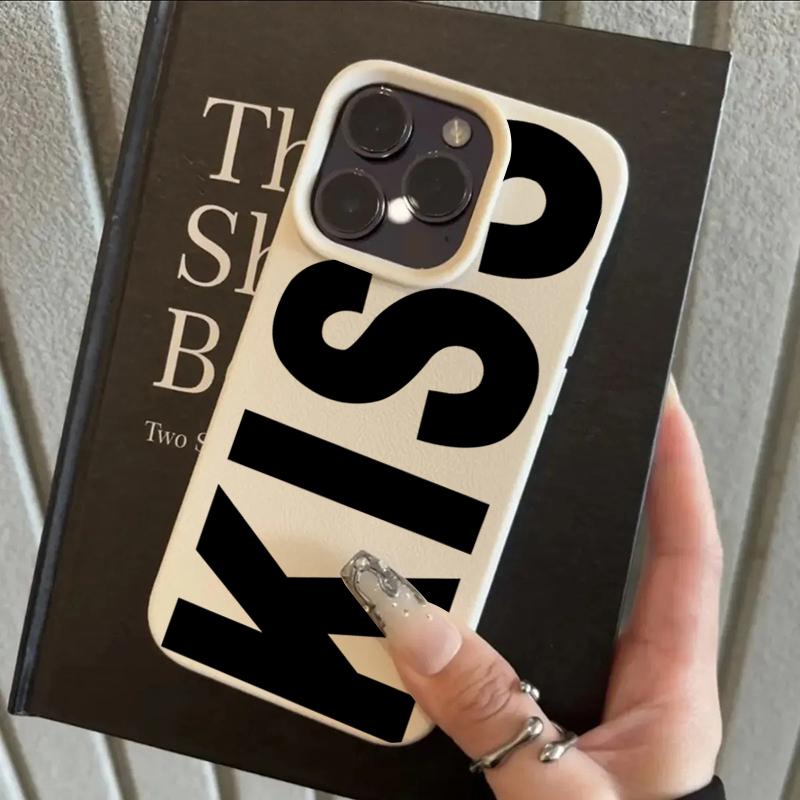 English Letters Kiss Phone Case For Samsung S25 S24 S23 Ultra FE A56 A55 A53 A54 A34 A16 A35 A36 A26 A05S A06 A07 A15 A17 Cover