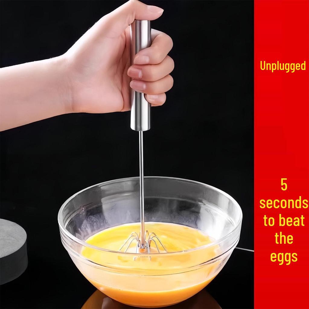 Stainless Steel Semi-Automatic Egg Beater & Whisk Handheld Baking Tool