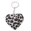 Portachiavi a forma di cuore con stampa leopardata decorativa, ciondolo da appendere alla borsa in pelle PU per progetti fai-da-te, personalizzazione della casa