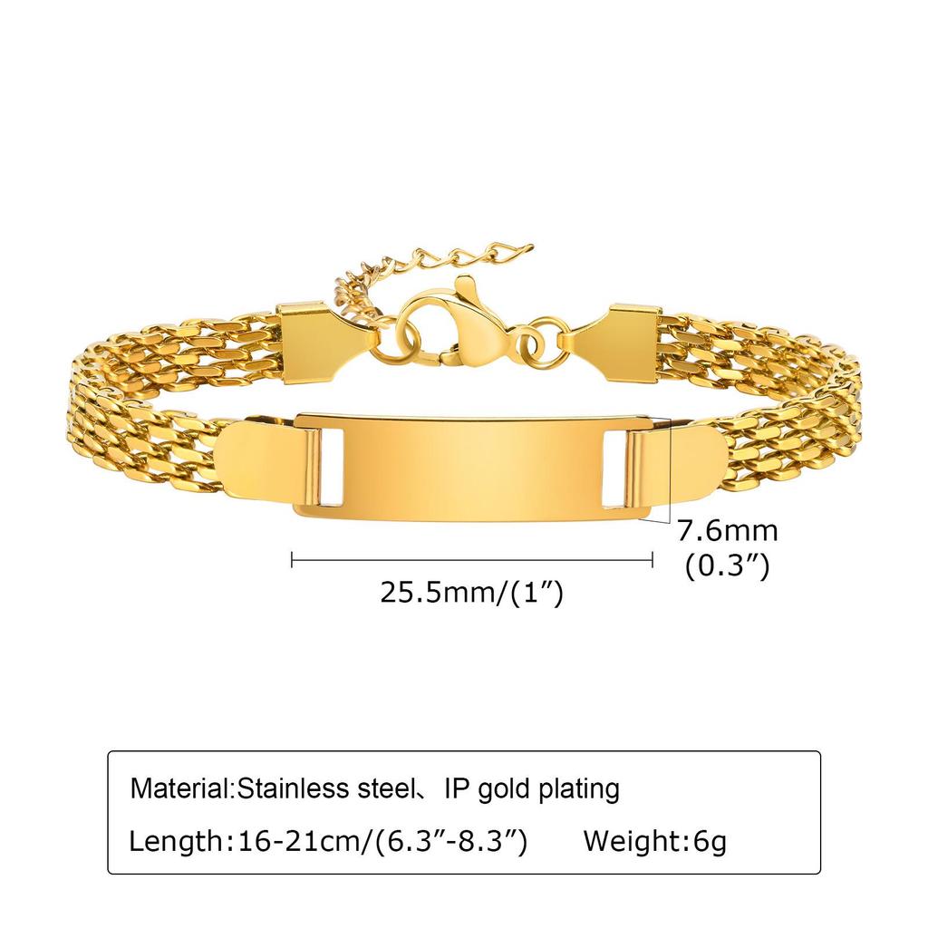 European Stainless Steel Mesh Bracelet: Women's & Children's DIY Engravable Titanium Steel Plate