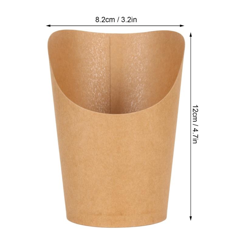50Pcs French Fries Holder Waterproof Kraft Paper Oblique Mouth Oil Resistant Popcorn Box For Take Out Party Family