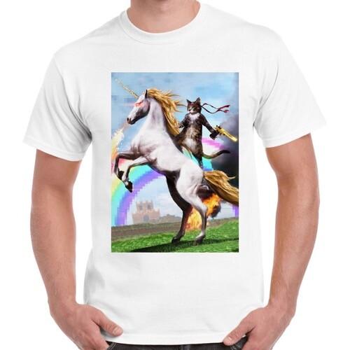 Crazy Cat Unicorn Rainbow Funny Cool Men Women Cool Gift Unisex T Shirt 2708