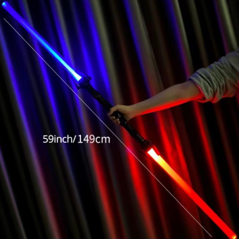 2pcs 2 In 1 Laser Sword Red and Blue Double Swords Role Playing Glowing Weapons Holiday Party Photo Props Kids Toy Gifts