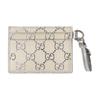 GUCCI GG Emblem Coated Textile, Leather Card Holder Regular Women's Light Beige & Silver 819121-FAFGH-8741