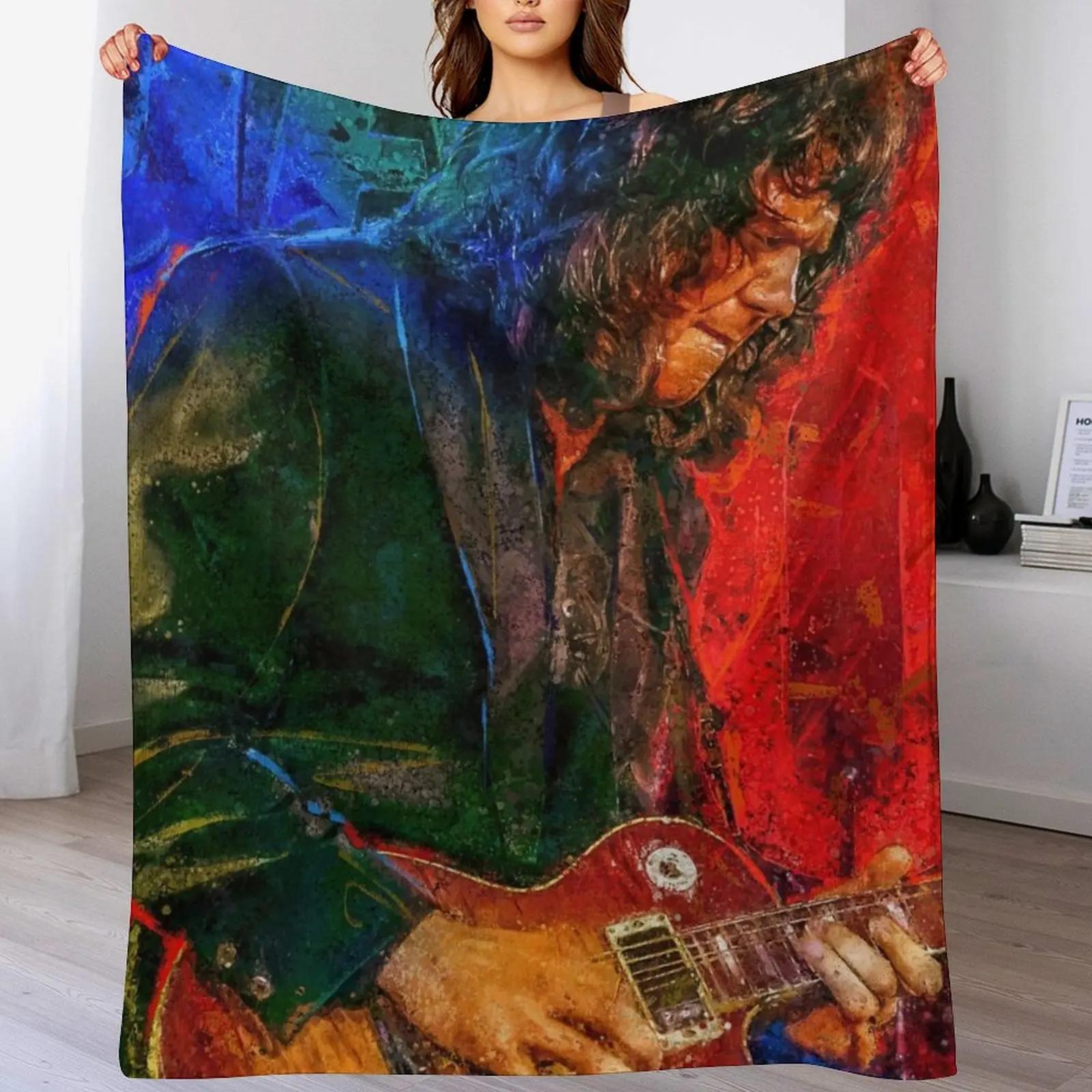 Gary Moore Tribute portrait art Throw Blanket Plush Fuzzy Cozy Blanket for Couch Sofa Size: 75*100cm, Weight: 230 GSM