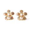 Retro Personality Fashion High Sense Metal Pearl Flower Enamel Painted Fringed Earrings Temperament Simple Ear