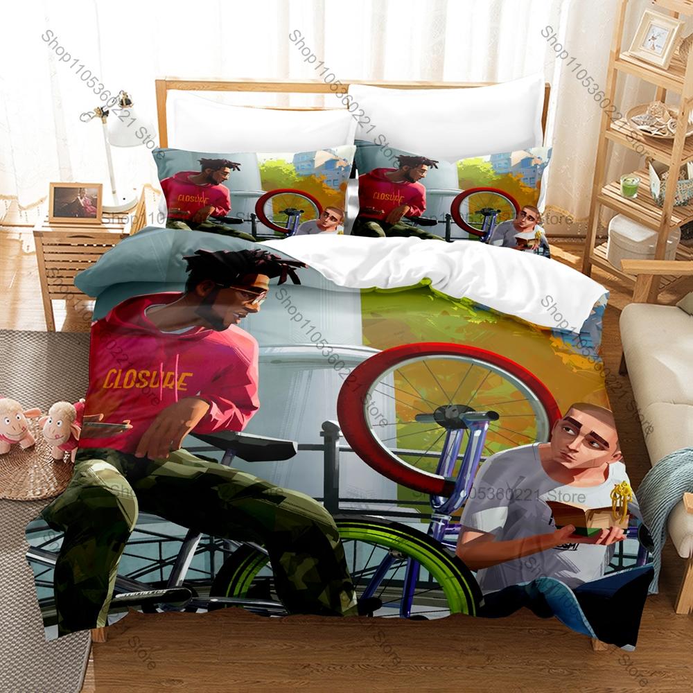 Psychedelic Hip Hop Animated Film Entergalactic Full Printed 3PCS Bedding Duvet Cover + 2 Pillowcases Teen Dorm Home Decoration
