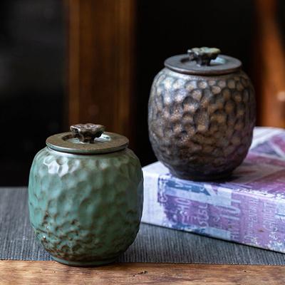 Japanese Stoneware Mini Small Tea Canister Kiln Sealed Jar Ceramic Candy Box Portable Coffee Bean Medicinal Herb Storage Bottle