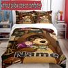 3pcs Duvet Cover Set (1*Duvet Cover + 2*Pillowcase, Without Core), Custom Name Masha and the Bear Pattern Bedding Set, Home Bedroom Decor Gift