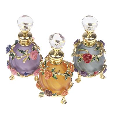 1 stuk Dubai 15 ml lege parfumfles met bloemenmotief voor schoonheidssalons, vacuümfles voor etherische olie en olijfolie, herbruikbare bewaarfles