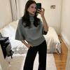 Women S Solid Gray Batwing Sleeve Turtleneck Fitted Pullover Knit Sweater