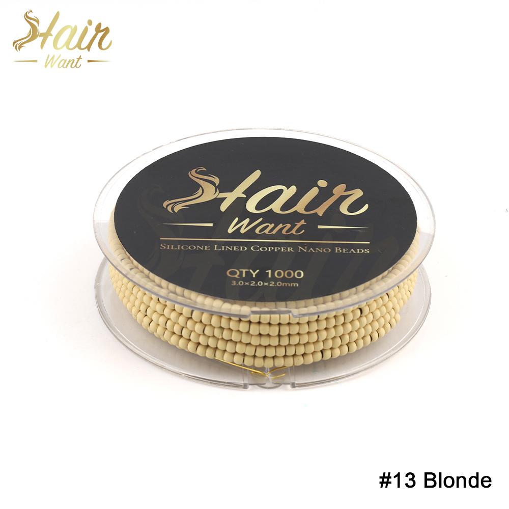 Capelli Vogliono 1000 Pezzi 3,0 mm 1000 Pezzi Perline di Rame Nano Pre-caricate Per Estensioni a Trama Anelli Nano Perline per Estensioni Capelli Rivestite in Silicone