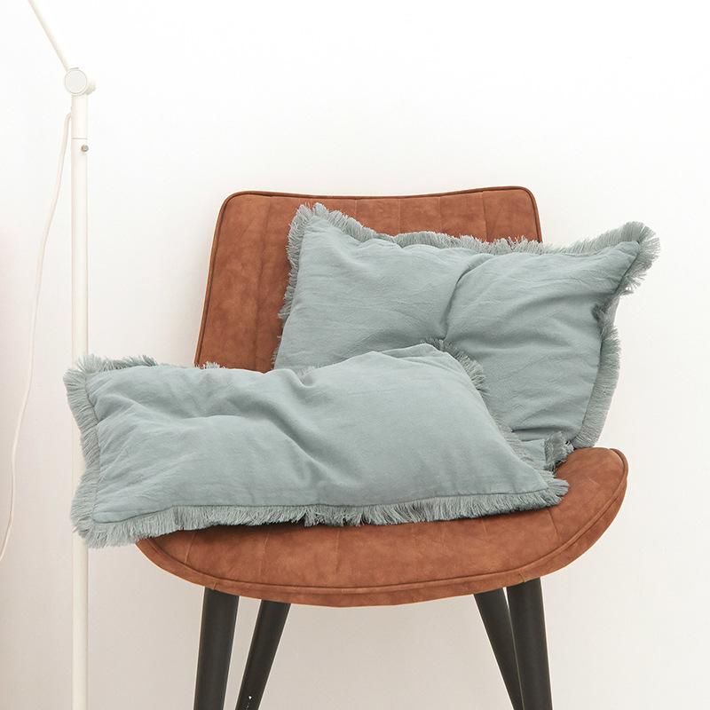 Bohemian Fringed Washed Cotton Pillowcase Premium Modern Minimalist Sofa Cushion Cover Luxury Cozy Living Room Pillow Cover