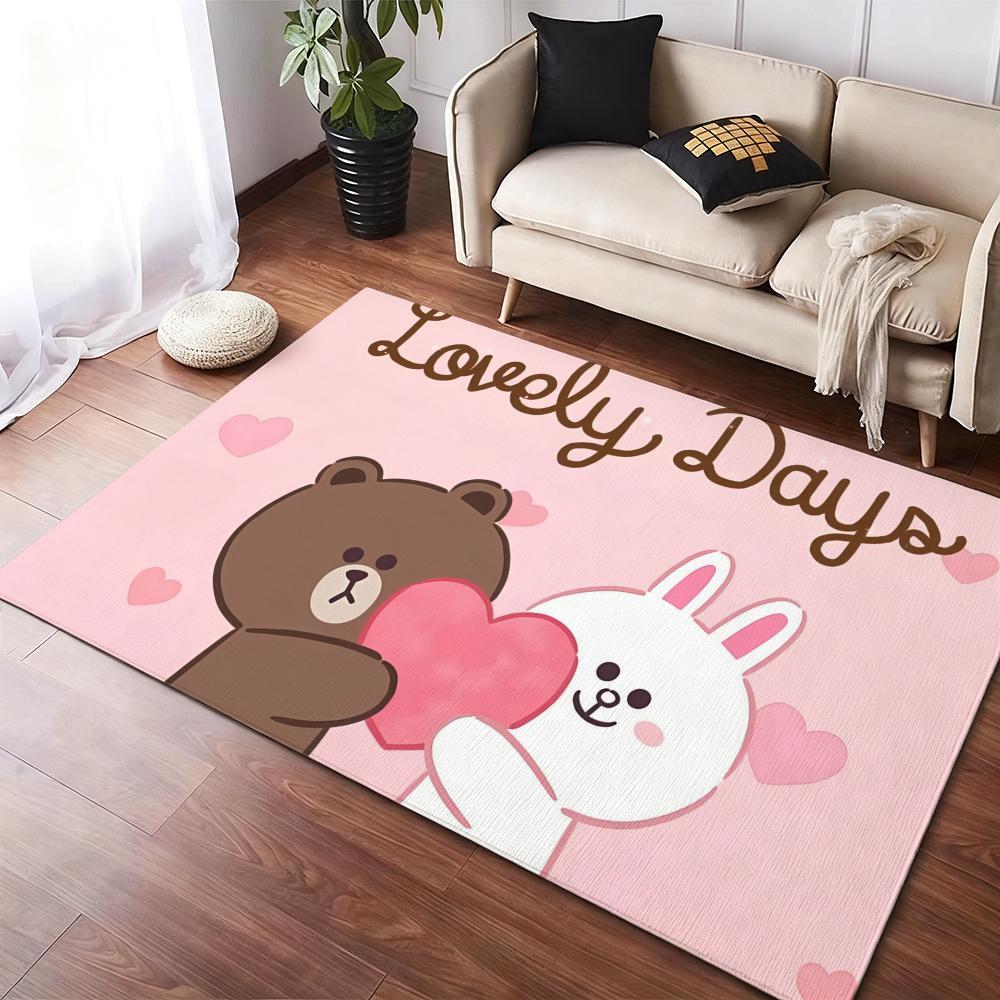 B-Brown And C-CONY Floor Mat Flannel Rugs Cozy Plush Thickened Soft Warm Winter Floor Mat Non Slip Living Room Home Indoor Use