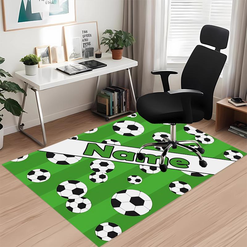 Custom Name Soccer Printed Carpet, for Office Chair Living Room Bedroom Kitchen Room Decor Gifts.