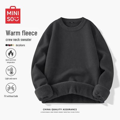 Men's Winter Relaxed Fit Fleece Lined Round Neck Sweater