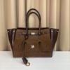 Bolso de Cuero de Alta Calidad para Mujer Genial Motocicleta Hebilla Cuadrada Platino Simple Versátil Gran Capacidad Viaje Bolso de Hombro