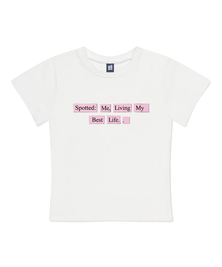 PAGESIISII Best Life Print Slim Fit Short Sleeve T-Shirt Ivory