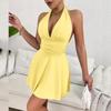 European & American Women's Fashion V-Neck Bodycon Bandage Mini Dress - Backless & Sexy 2025 Collection