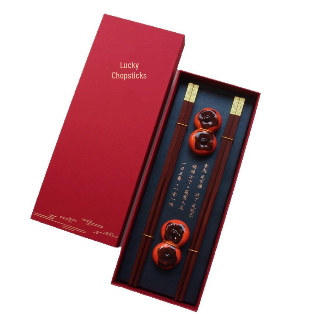 Engraved Logo Chopstick Rest Gift Set with Engraving & Hot Stamping for Corporate Souvenirs