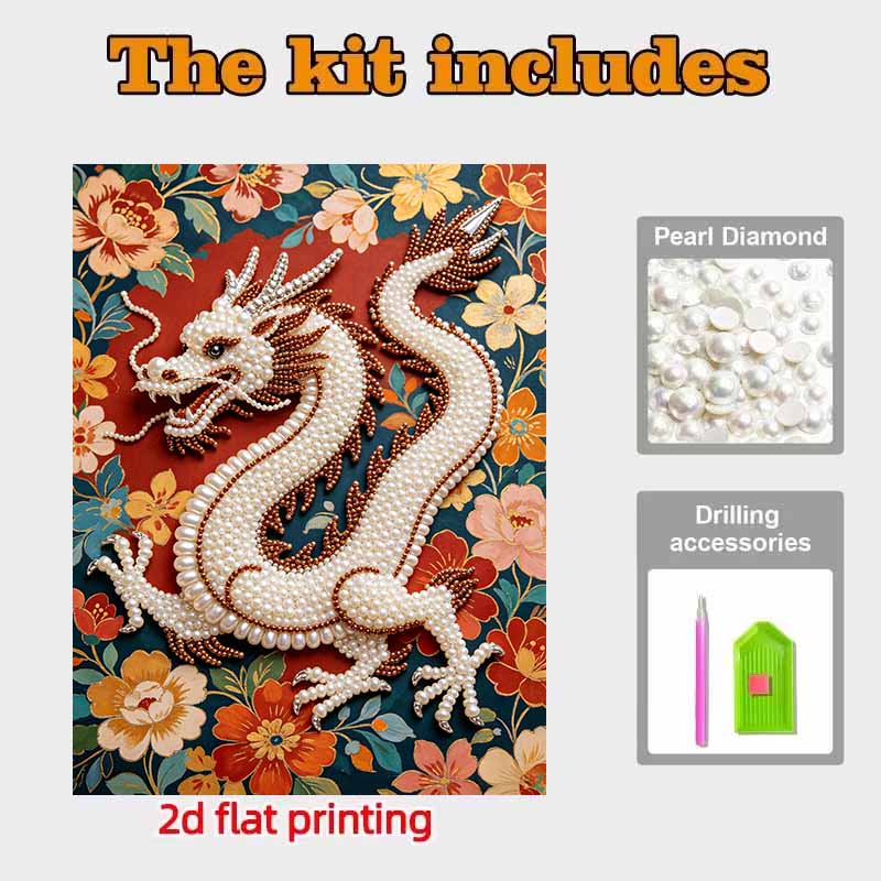 Pearl Painting 5D DIY Chinese Dragon Gemstone Art Diamond Painting Kit for Adults/Beginners Gift Ideas Home Decor Crafts Wall Art Decor