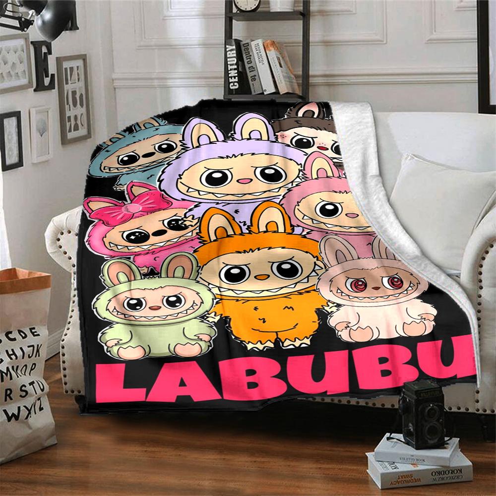 Labubu Blanket Comfortable Suitable for Seaside Couch Bedding for All Seasons Playful Design Unique Gift for Family and Friends Camping