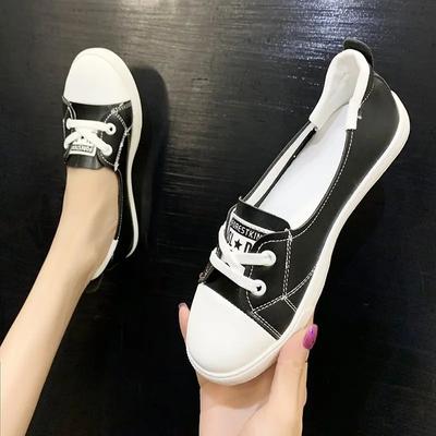 Women Casual Shoes Comfortable White Nude Sneakers Fashion Lace-Up Split Leather Girls Casual Flats Shoes