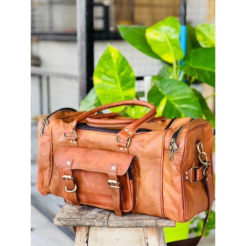 Classico Leather Travel Duffel Genuine Gym Luggage Brown Overnight Men Vintage