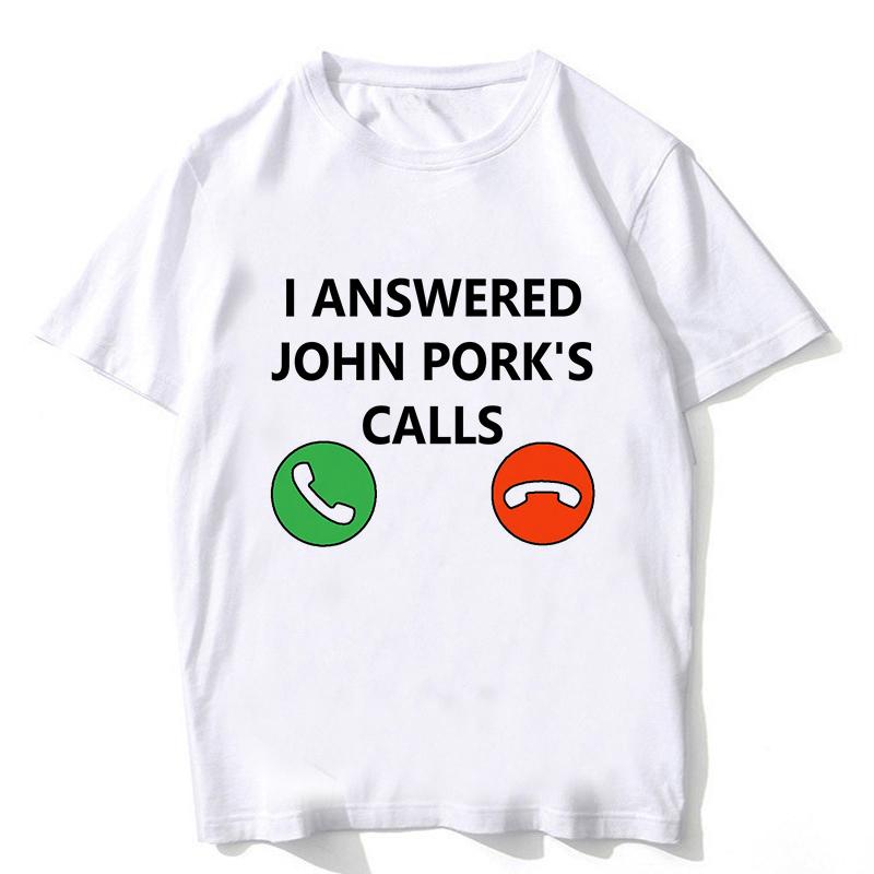 Lustiges John Pork ruft an Anruf annehmen Telefon T-Shirt für Frauen Schwein Tops T-Shirt Gothic Hip Hop T-Shirt Streetwear Kleidung