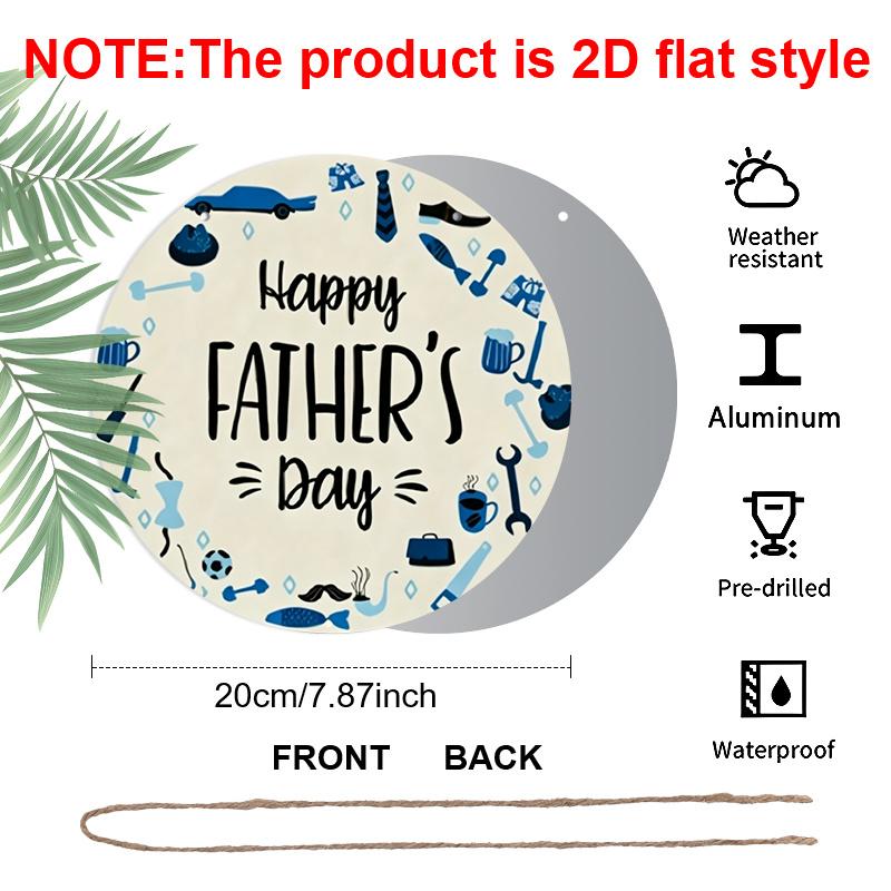 2D Flat, 1pc Charming Blue Tools Pattern Aluminum Wall Art Decor - Round Happy Father'S Day Sign, Classic Style, Indoor Hanging Plaque, Perfect Gift